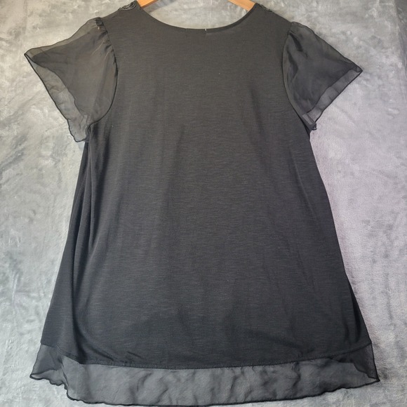 Live and Let Live Womens Sheer Overlay Blouse 3X Gray Embroidered Boho Tunic Top - Picture 7 of 9